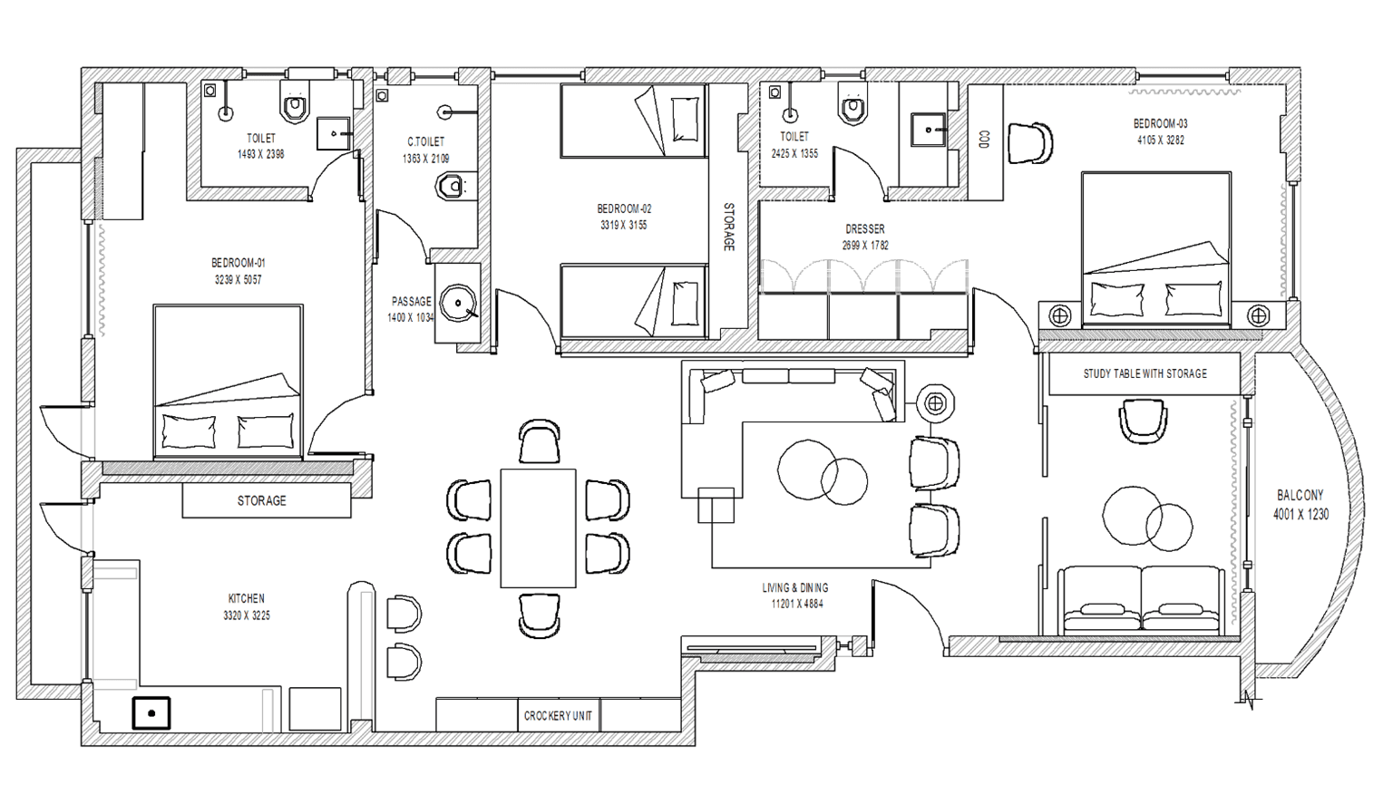 Floor plan of the James Residence apartment