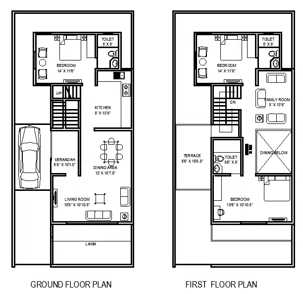 Ground and first floor plans of Pola's Residence