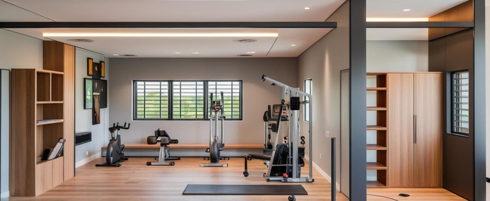 Visualisation of the new gym with mirrored walls and rubber flooring