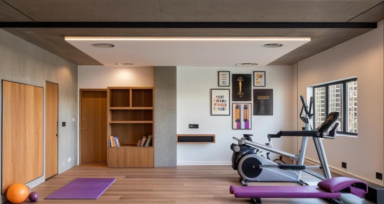 Visualisation of the gym showing the equipment layout and natural light
